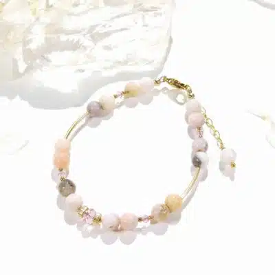 Bracelet en or avec opale rose et opale dendritique