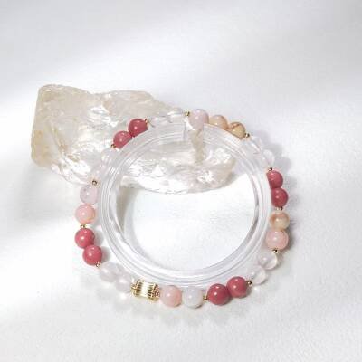 Bracelet en rhodonite, quartz rose et opale rose