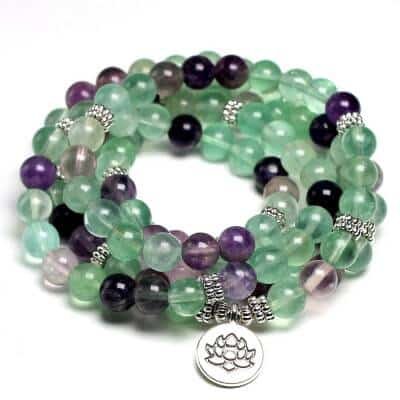 Bracelet mala avec 108 perles de fluorite