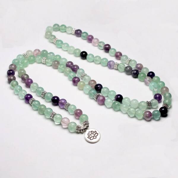 Bracelet mala avec 108 perles de fluorite