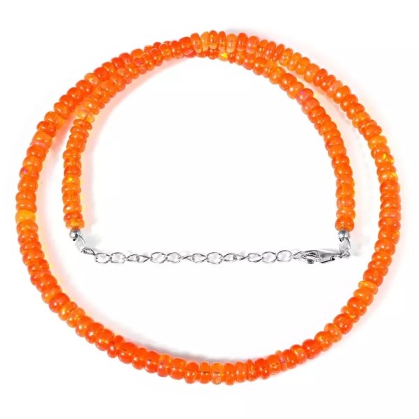 Collier en perles d'opale de feu mexicaine