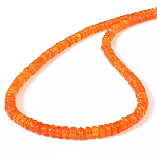 Collier en perles d'opale de feu mexicaine