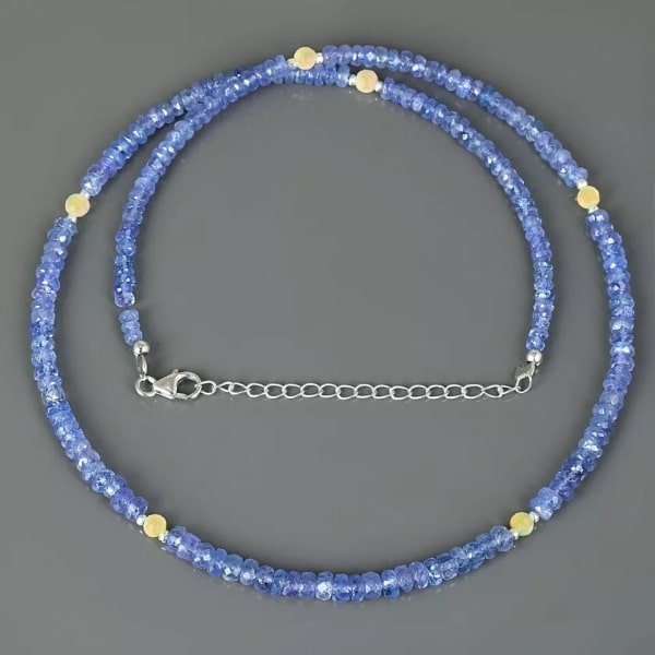 Collier en tanzanite et opale éthiopienne