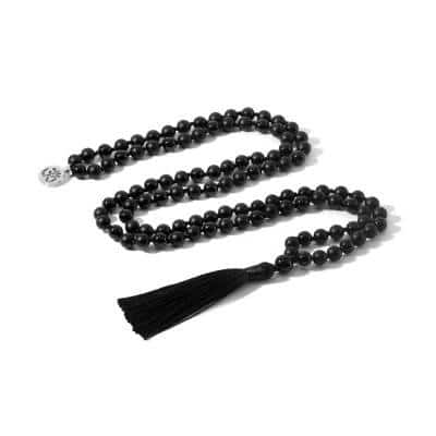 Collier mala avec 108 perles d'onyx noir