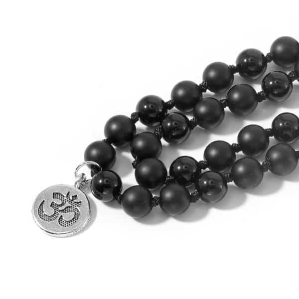 Collier mala avec 108 perles d'onyx noir