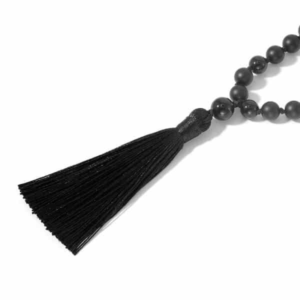 Collier mala avec 108 perles d'onyx noir