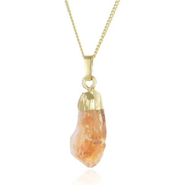 Pendentif en plaqué or et citrine brute