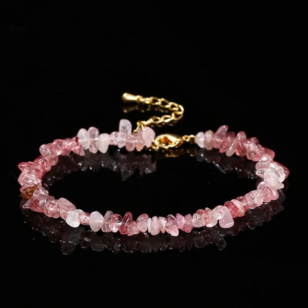 Bracelet baroque en quartz fraise