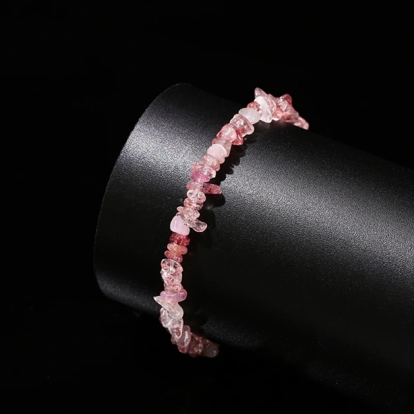 Bracelet baroque en quartz fraise