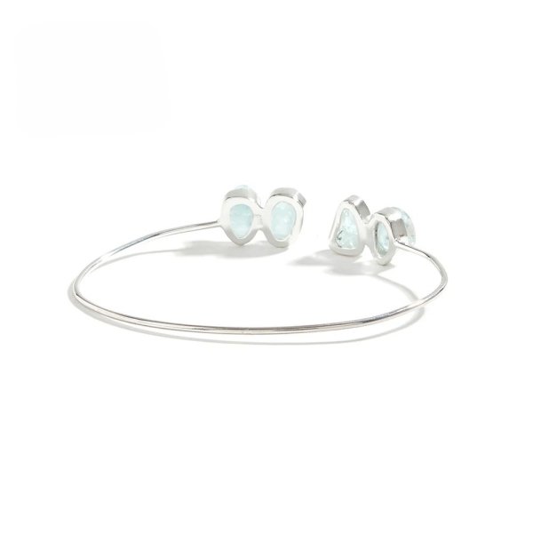 Bracelet jonc en argent et aigue-marine brute