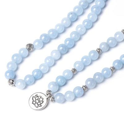 Bracelet mala en aigue-marine