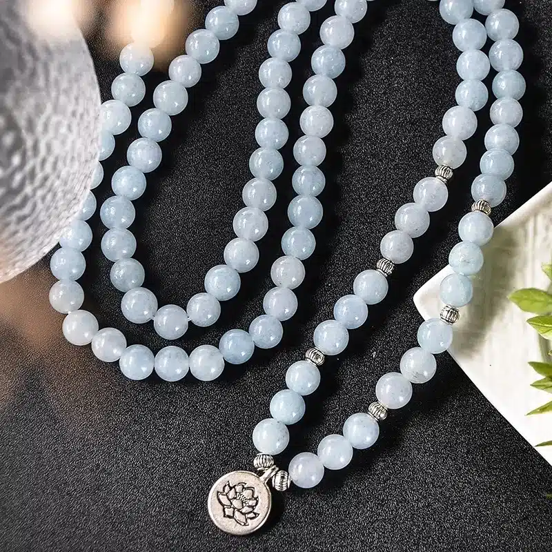 Bracelet mala en aigue-marine