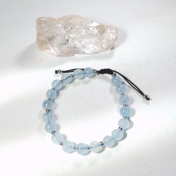 Bracelet pour homme en aigue-marine, sodalite, agate bleue et noire