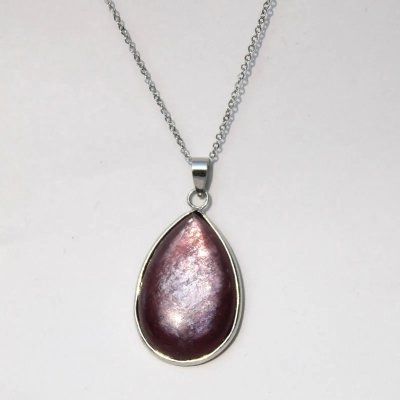 Pendentif en argent et lépidolite