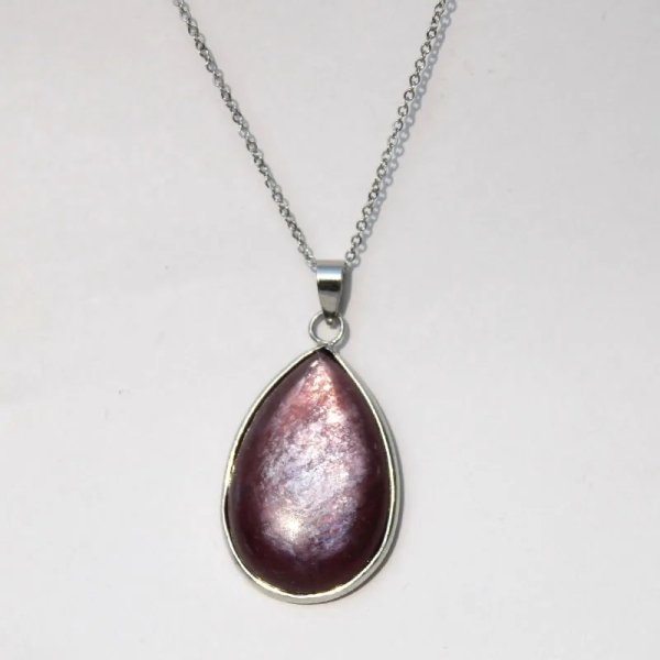 Pendentif en argent et lépidolite