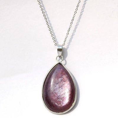 Pendentif en argent et lépidolite