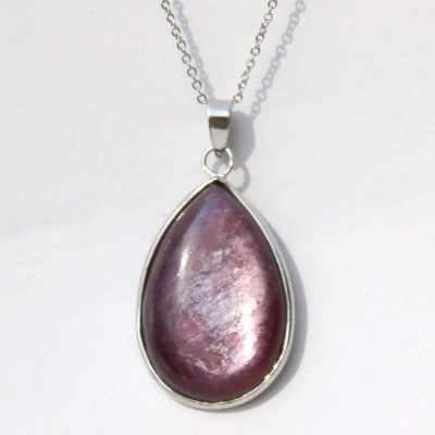 Pendentif en argent et lépidolite