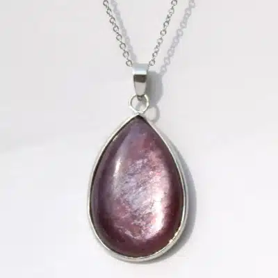 Pendentif en argent et lépidolite