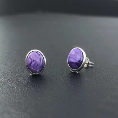 Lithos Style 35 Boucles d'oreilles en argent et charoïte