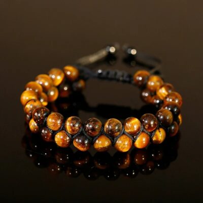 Bracelet tibétain double rang en oeil de tigre
