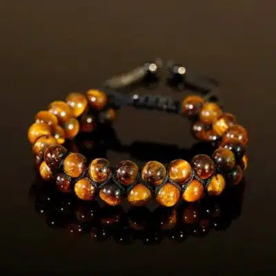 Bracelet tibétain double rang en oeil de tigre