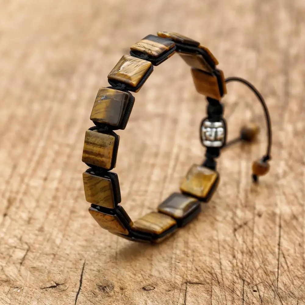 Bracelet tressé avec pierres d'oeil de tigre - Ancrage Primal 3 Bracelet tressé avec pierres d'oeil de tigre