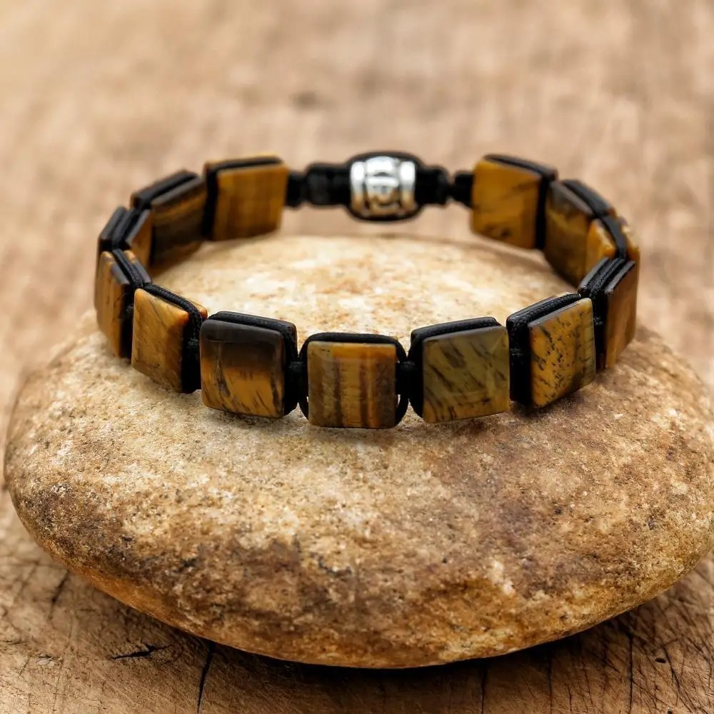 Bracelet tressé avec pierres d'oeil de tigre - Ancrage Primal 2 Bracelet tressé avec pierres d'oeil de tigre