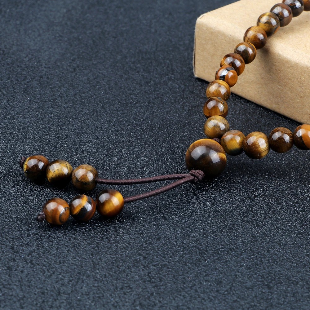 Collier mala tibétain en oeil de tigre - Source Sereine 4 Collier mala tibétain en oeil de tigre