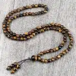 Collier mala tibetain en oeil de tigre 4