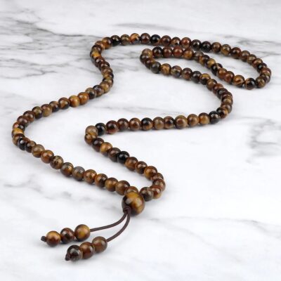 Collier mala tibétain en oeil de tigre