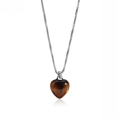 Pendentif coeur en oeil de tigre pour femme