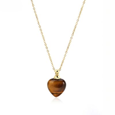 Pendentif coeur en oeil de tigre pour femme