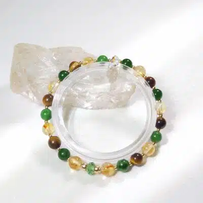 Bracelet en oeil de tigre, jade et citrine