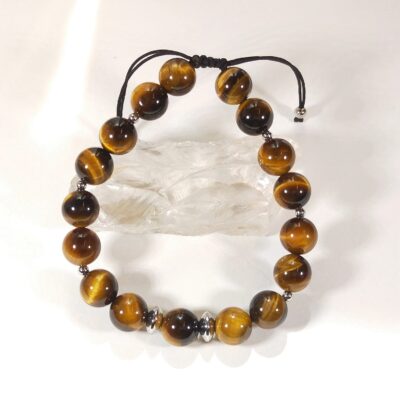 Lithos Style 38 Bracelet en perles d'oeil de tigre pour homme