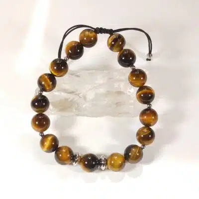Bracelet en perles d'oeil de tigre pour homme