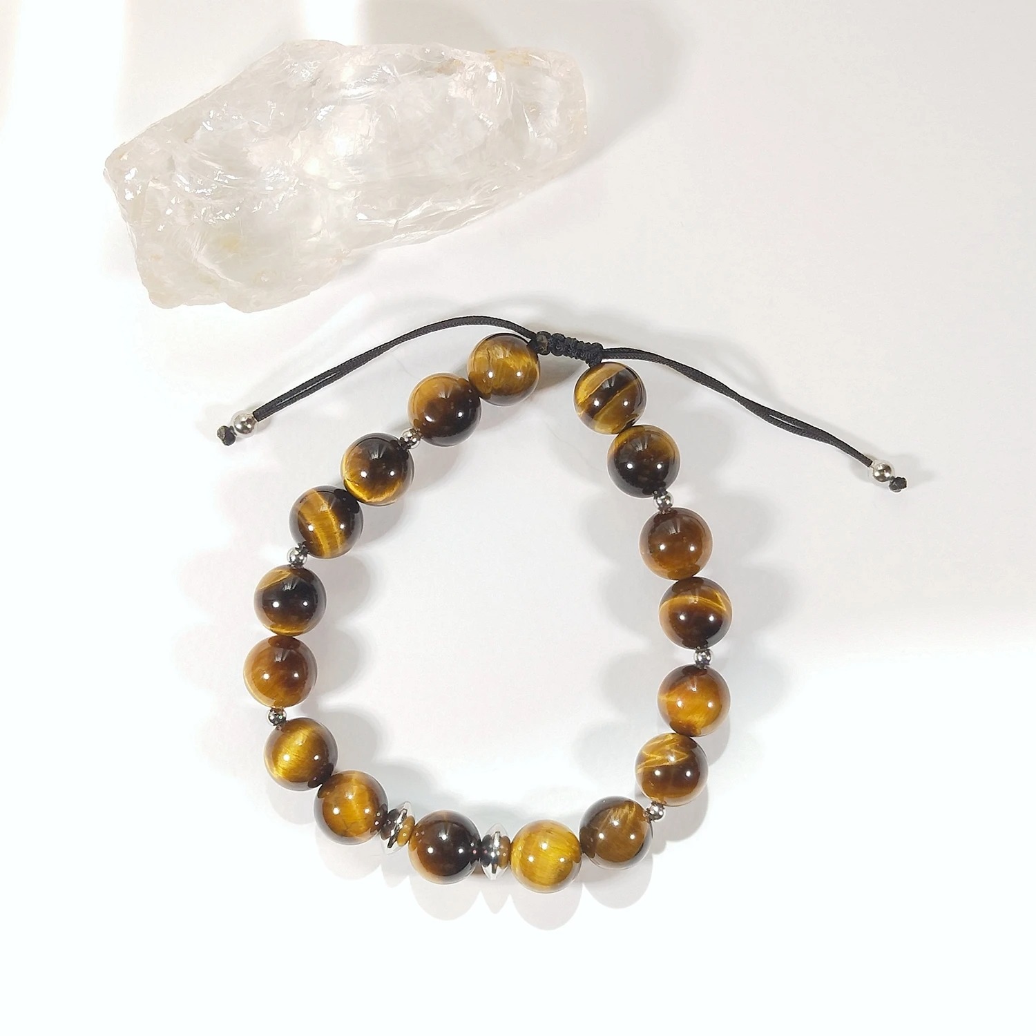 Bracelet en perles d'oeil de tigre pour homme - Instinct Fauve 2 Bracelet en perles d'oeil de tigre pour homme