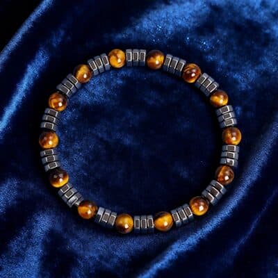 Bracelet en oeil de tigre et hématite