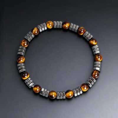 Bracelet en oeil de tigre et hématite