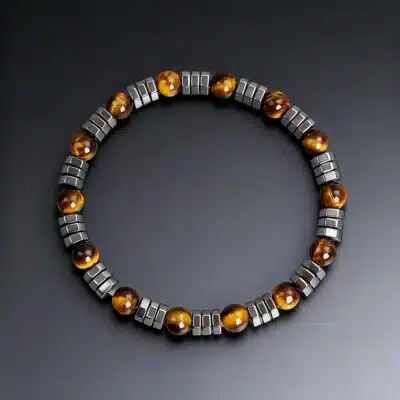 Bracelet en oeil de tigre et hématite
