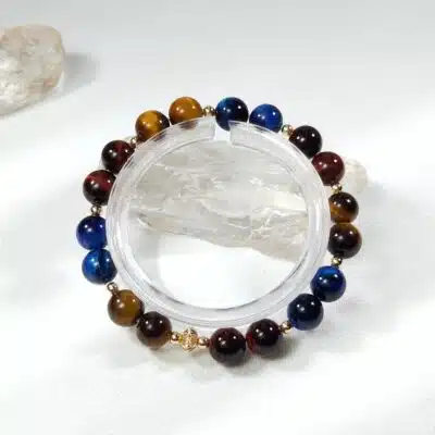 Bracelet en oeil de tigre, oeil de taureau et oeil de faucon