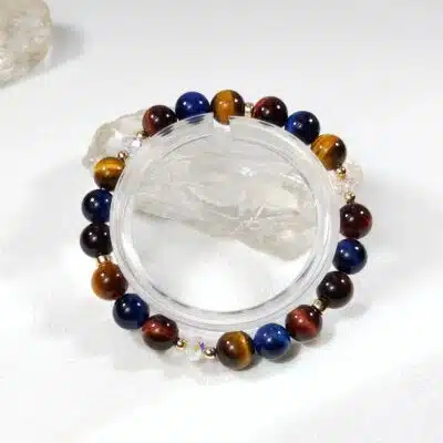 Bracelet en oeil de tigre, oeil de taureau et oeil de faucon