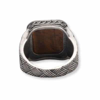 Chevalière en argent et oeil de tigre pour homme