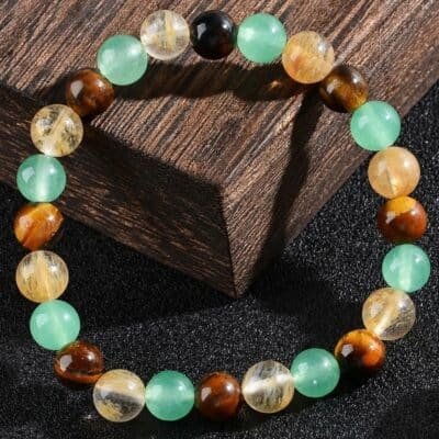 Bracelet en oeil de tigre, aventurine et citrine