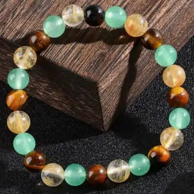 Bracelet en oeil de tigre, aventurine et citrine